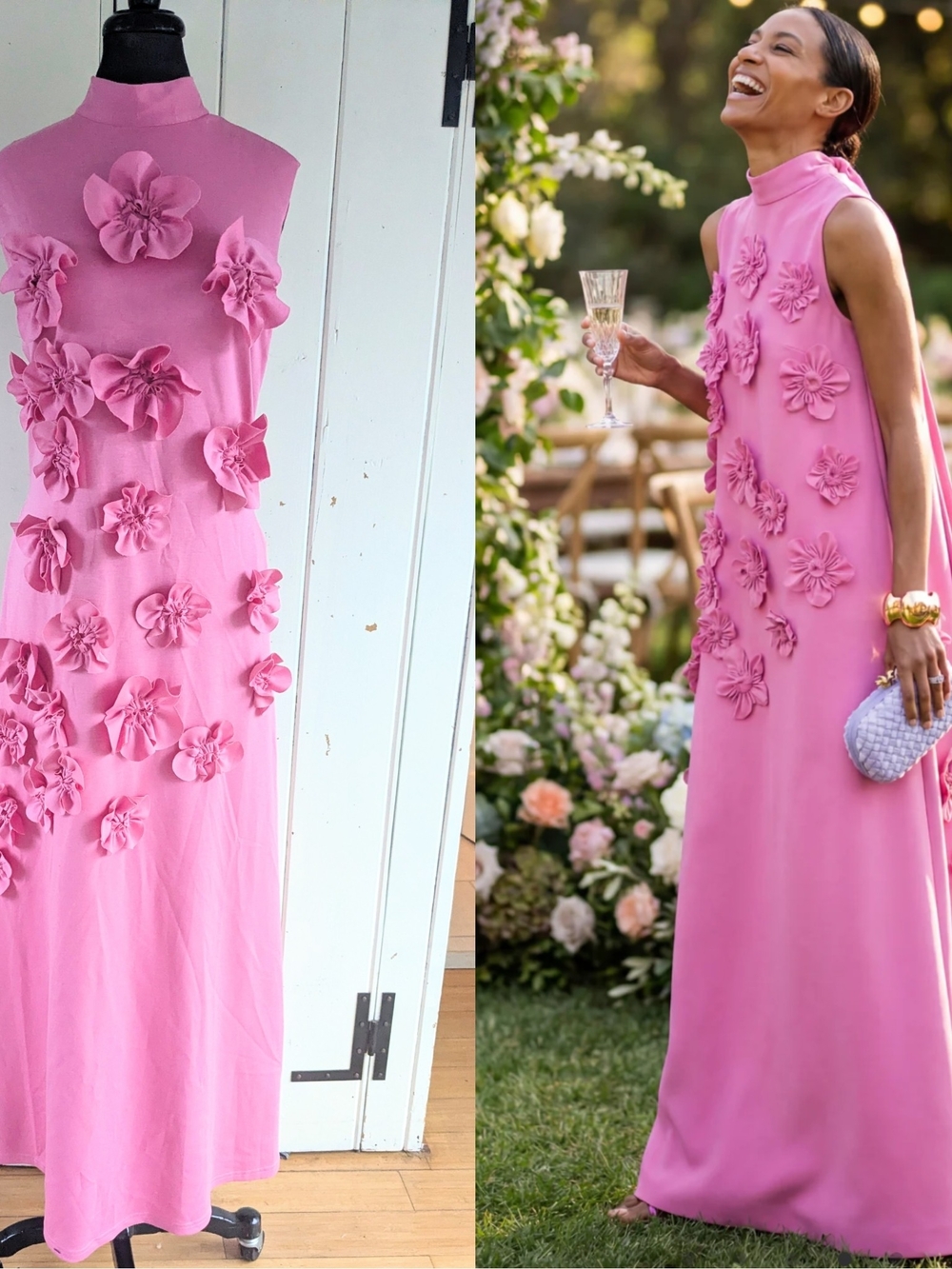 Viral Maxi Dress with 3D Floral Appliqués NWOT sz XL - Picture 2 of 11